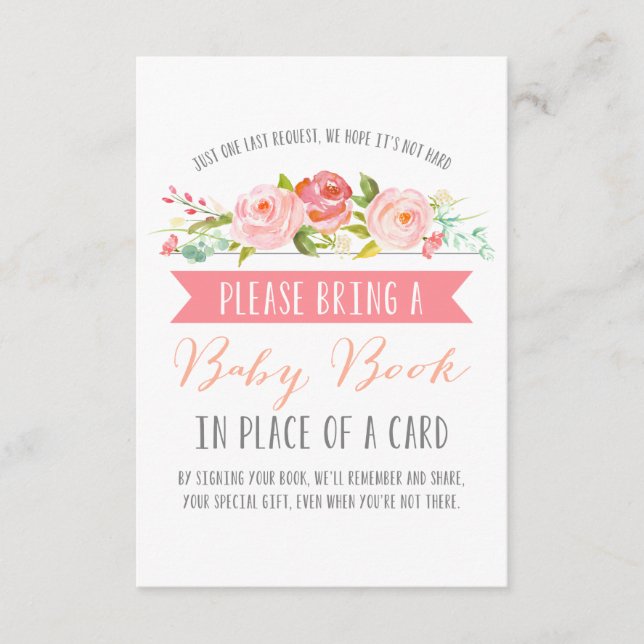 Cartão De Informações Livro de Bebidas rosa | Bebê (Frente)