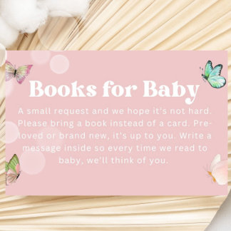 Cartão De Informações Livro de Borboletas de Pastel Rosa Púrpura para Bi