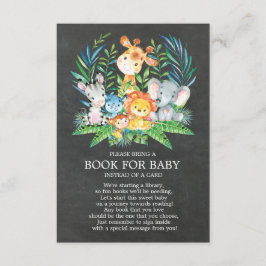 Cartão De Informações Livro de Chalkboard Safari Jungle Baby Shower para