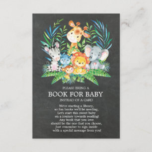 Cartão De Informações Livro de Chalkboard Safari Jungle Baby Shower para