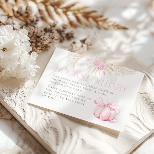 Cartão De Informações Livro de Chás de fraldas de Arco Floral Rosa-Pumpk