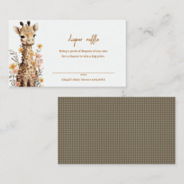 Cartão De Informações Livro de Girafa Bebê em Aquarela Fofa para Bebê