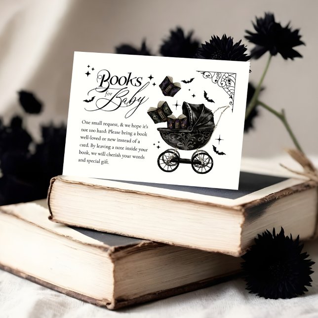 Cartão De Informações Livro de Halloween para Bebê do Carrinho Gótico (Gothic Baby Stroller Halloween Books for Baby Enclosure Card (Front))