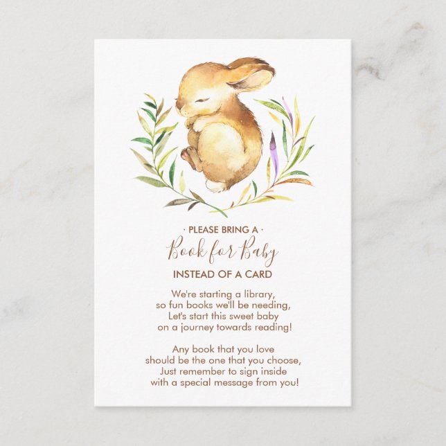 Cartão De Informações Livro para Chuvinha de Bebê do Coelhinho para Cart (Frente)