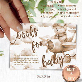 CARTÃO DE INFORMAÇÕES LIVRO PARA O BEBÊ DE CHÁ DE BEBÊ NEUTRO URSO DE PE