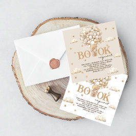 Cartão De Informações Livro Pedido Balões Urso Branco Dourado