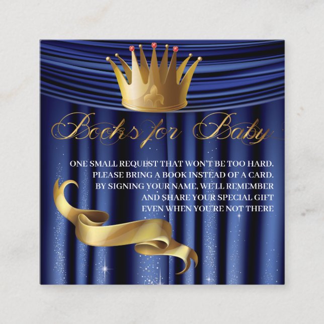 Cartão De Informações Livro Príncipe Real para o Bebê (Frente)