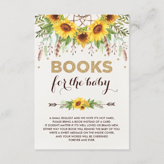 Cartão De Informações Livro Russo de Sonhador de Girassol para Bebê (Frente)