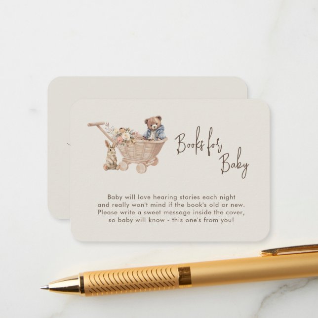 Cartão De Informações Livro Solicitar Chá de fraldas neutro de brinquedo (Frente/Verso In Situ)