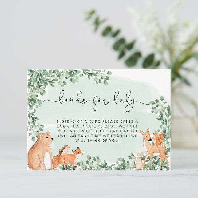 Cartão De Informações Livro Verde de Animais da Floresta Solicitação Ins (Em pé/Frente)