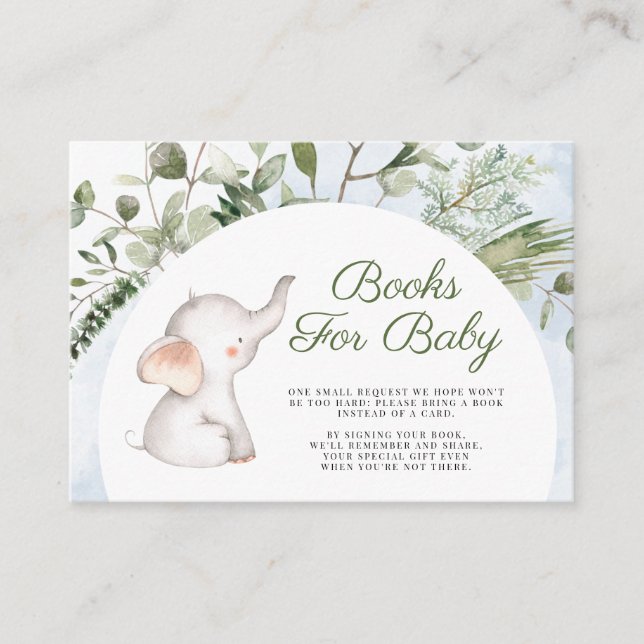 Cartão De Informações Livro Verde Do Elefante Blue Boy Para Bebê (Frente)