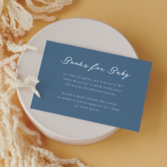 Cartão De Informações Livros Azuis e Brancos para Chá de fraldas Bebê (Blue Books for Baby enclosure card. Made to coordinate the Nautical Sailboat Baby Shower collection.)