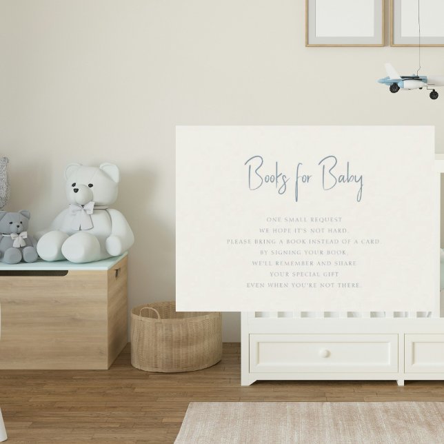 Cartão De Informações Livros Azuis e Creme para Bebê (Criador carregado)