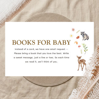 Cartão De Informações Livros Boho Floresta para Bebê para Chá de Bebê