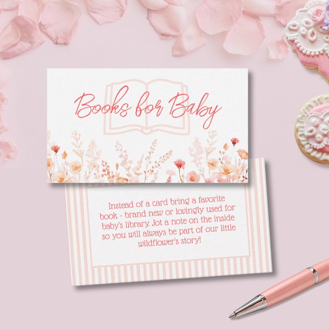 Cartão De Informações Livros Boho Wildflower para Chás de Bebê (Criador carregado)