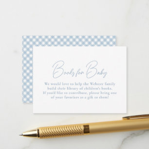 Cartão De Informações Livros bonitos e simples de gingham azul para o ch