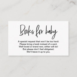 Cartão De Informações Livros brancos pretos simples para pedidos de bebê