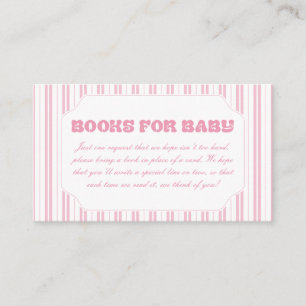 Cartão De Informações Livros com Elegante Padrão de Listras Rosa de Pêss