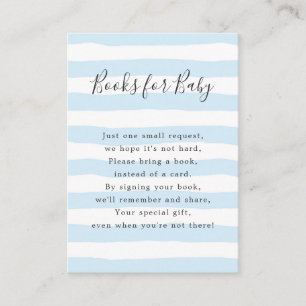 Cartão De Informações Livros das listras azuis para o bebê, chá de