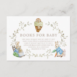 Cartão De Informações Livros de Aguarela Peter Rabbit Greenery Para Bebé