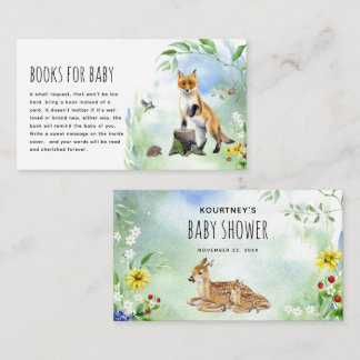 Cartão De Informações Livros de Animais da Floresta em Aquarela para Beb