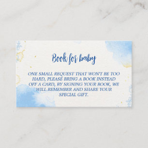 Cartão De Informações Livros de aquarela azuis para chá de fraldas