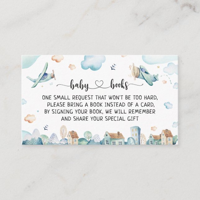 Cartão De Informações Livros de Aviões de Desenho Animado em Aquarela Pa (Frente)