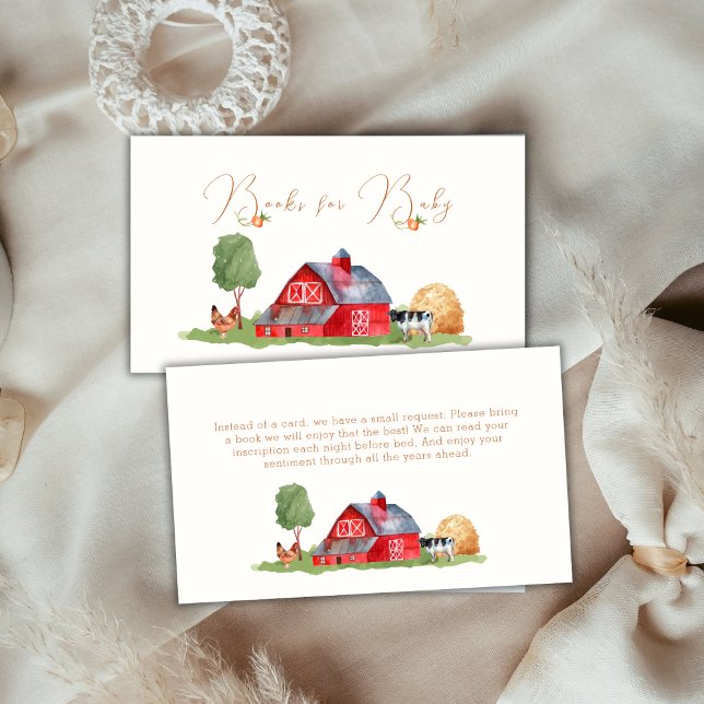 Cartão De Informações Livros De Barnyard Para Chás de fraldas (Cute Farmers Market Barnyard Books For Baby Shower Enclosure Card)