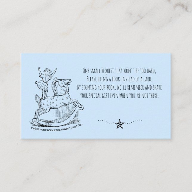 Cartão De Informações Livros De Bebê Azuis Para Bebê (Frente)