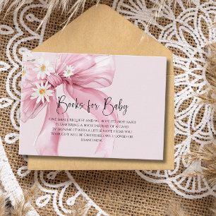 Cartão De Informações Livros de Bebê Chuveiro de Bebê Elegante Laço Rosa