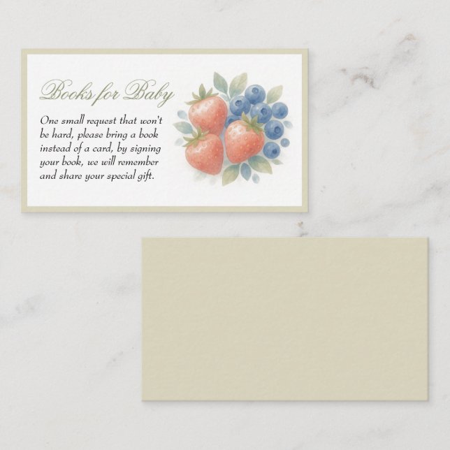 Cartão De Informações Livros de Bebê de Morango Morango para Bebê (Frente/Verso)