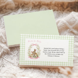 Cartão De Informações Livros de Bebê Vintage Bunny Verde Xadrez para Beb
