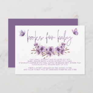 Cartão De Informações Livros de borboletas roxas para bebê, Chá de frald