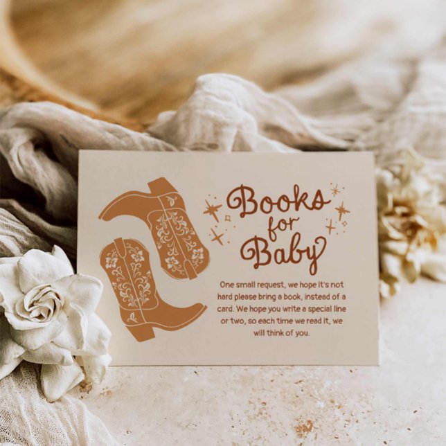 Cartão De Informações Livros de Botas Western para Bebê (Western Rustic Books for Baby Card)