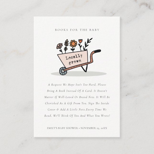 Cartão De Informações Livros De Carrinhos Florais De Blush Chic Cujo Chá (Frente)