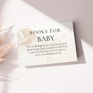 Cartão De Informações Livros de Cegonha Neutros e Elegantes para Bebê