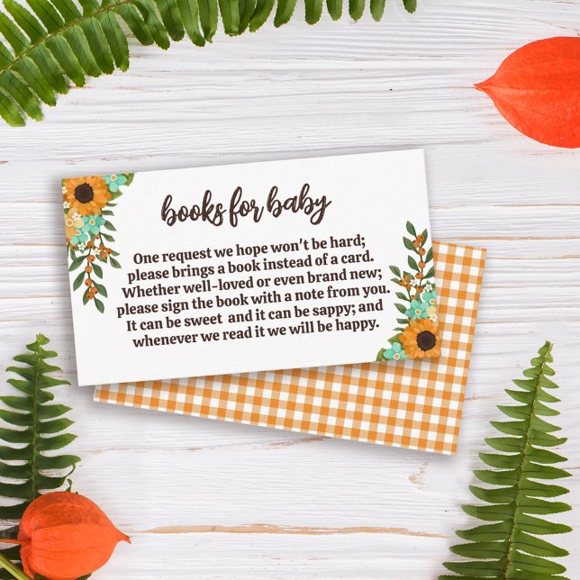 Cartão De Informações Livros De Chá de fraldas bonito De Girassóis Para  (Criador carregado)