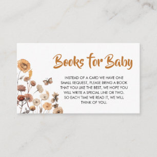 Cartão De Informações Livros de Chá de fraldas de Borboleta de Flor Selv