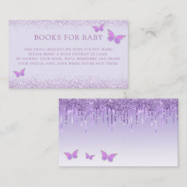 Cartão De Informações Livros De Chá de fraldas De Borboletas Roxas E Cux