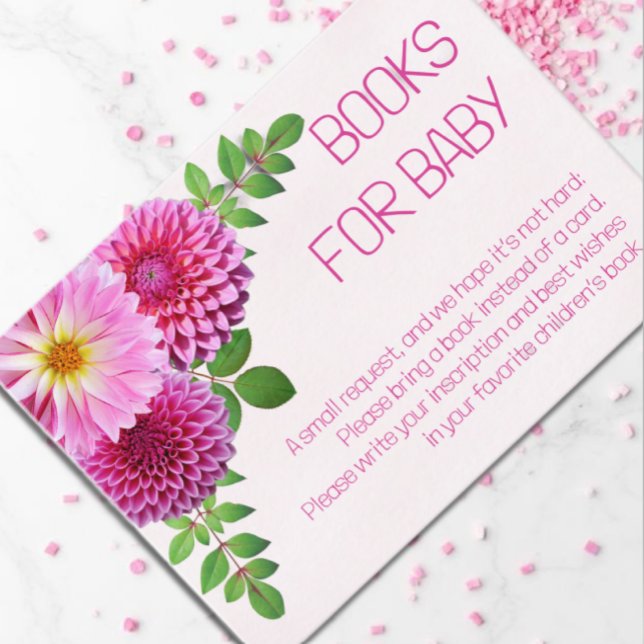 Cartão De Informações Livros De Chá de fraldas De Dahlia Roxos Rosa Para (Criador carregado)