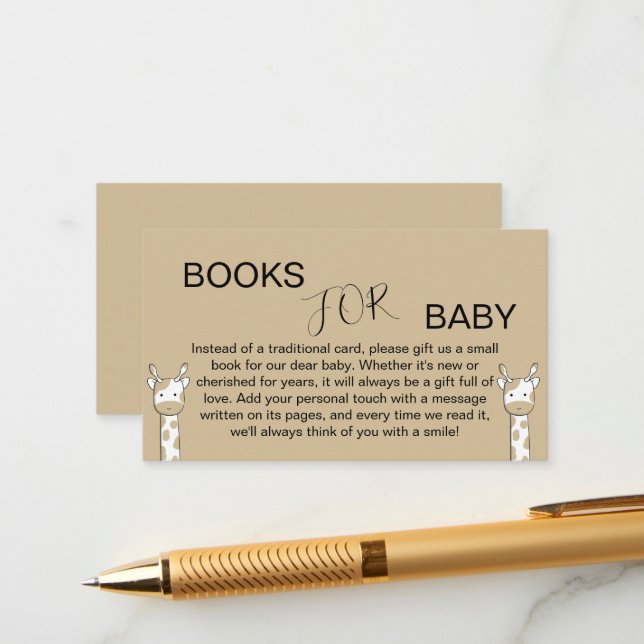 Cartão De Informações Livros de Chá de fraldas de Girafa Bonita para Beb (Frente/Verso In Situ)