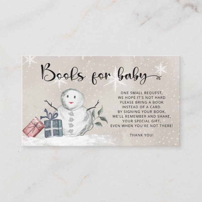 Cartão De Informações Livros de Chá de fraldas de inverno para bilhetes  (Frente)