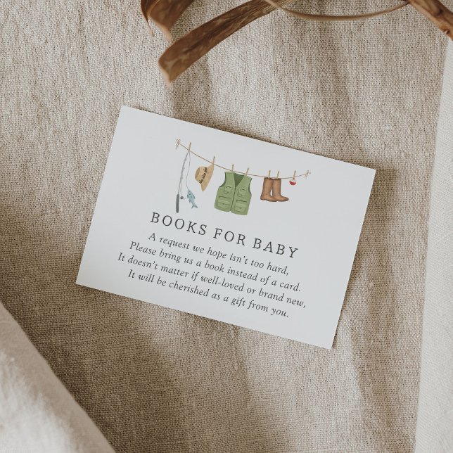 Cartão De Informações Livros De Chá de fraldas De Pesca Para Bebê (Criador carregado)