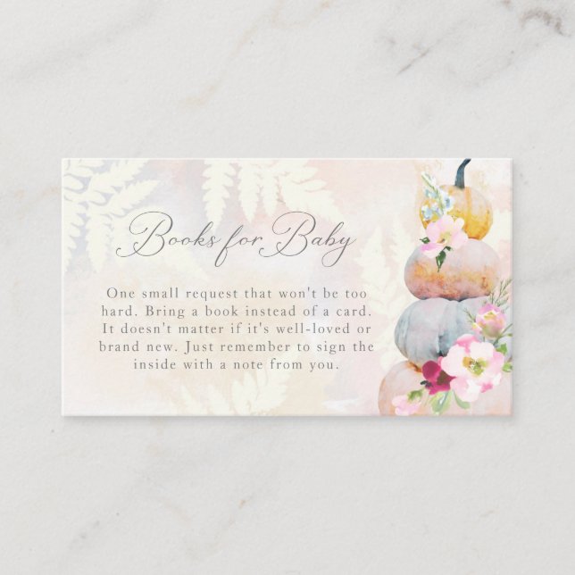 Cartão De Informações Livros de Chá de fraldas de Pumpkin Rosa Esbranqui (Frente)