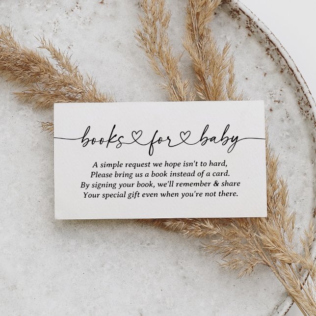 Cartão De Informações Livros de Chá de fraldas de Script Moderno para Be (Criador carregado)