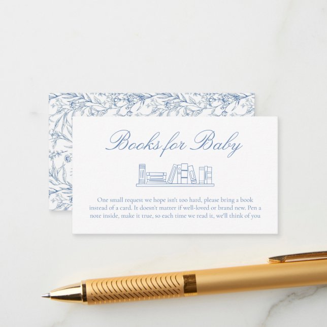 Cartão De Informações Livros de Chá de fraldas de Toile Azul Elegante pa (Frente/Verso In Situ)