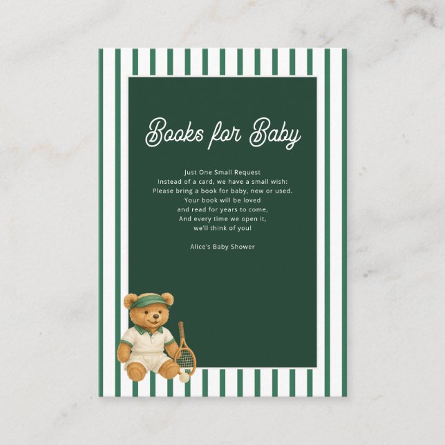 Cartão De Informações Livros De Chá de fraldas Do tênis Bear (Frente)