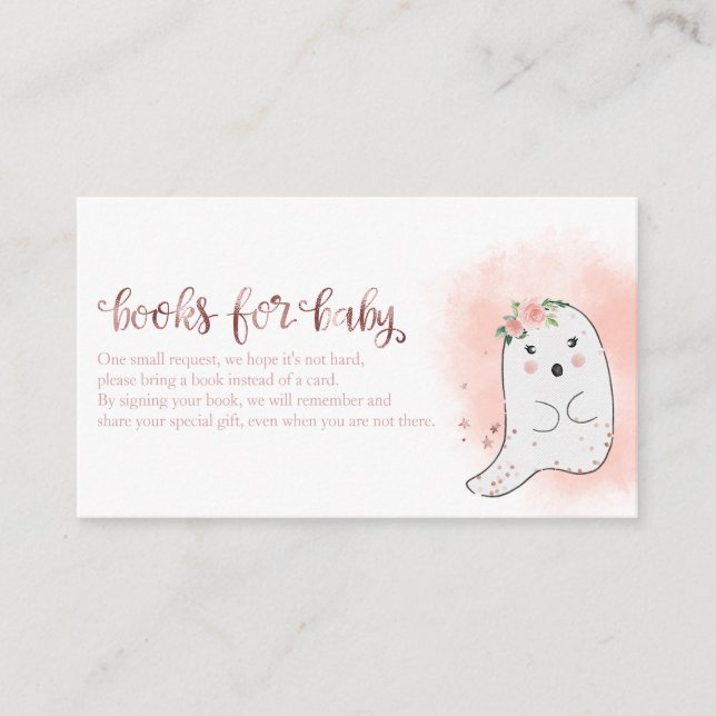 Cartão De Informações Livros De Chá de fraldas Ghost Halloween Para Bebê (Frente)