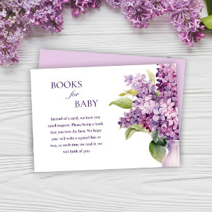 Cartão De Informações Livros De Chá de fraldas Lilac Elegante Floral Par