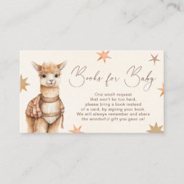 Cartão De Informações Livros De Chá de fraldas Llama Boho Para Bebê